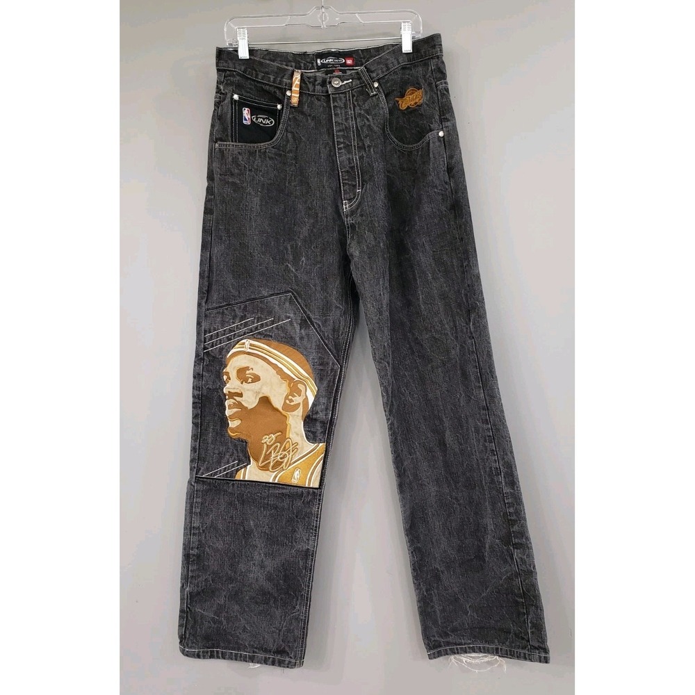 UNK Y2K Denim NBA Cleveland Cavaliers LeBron James Jeans Mens Streetwear Baggy